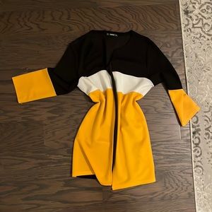 Quarter Sleeve Color Block Cardigan